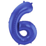Balon Folie 86cm Matte Albastru Cifra 6 Folat