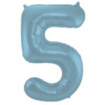 Balon Folie 86cm Matte Pastel Albastru Cifra 5 Folat