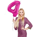 Balon Folie 86cm Magenta Cifra 4 Folat - imagine 2