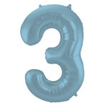 Balon Folie 86cm Matte Pastel Albastru Cifra 3 Folat