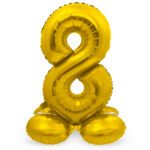 Balon Folie 72cm Auriu Cifra 8 cu baza Folat