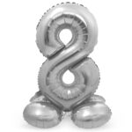Balon Folie 72cm Argintiu Cifra 8 cu baza Folat