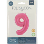 Balon Folie 86cm Matte Roz Cifra 9 Folat - imagine 2