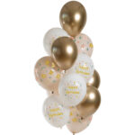 Set 12 Baloane latex Happy Birthday Flori 33cm Folat