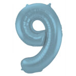 Balon Folie 86cm Matte Pastel Albastru Cifra 9 Folat