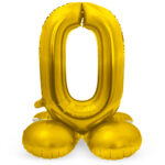 Balon Folie 72cm Auriu Cifra 0 cu baza Folat