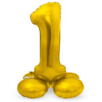 Balon Folie 72cm Auriu Cifra 1 cu baza Folat