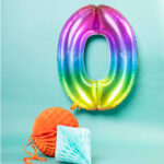 Balon Folie 81cm Curcubeu Cifra 0 Folat - imagine 2