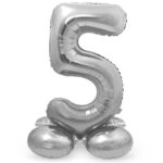 Balon Folie 72cm Argintiu Cifra 5 cu baza Folat