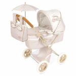 Carucior p/u papusa cu geanta + umbrela Verona 60cm - pal roz DECUEVAS