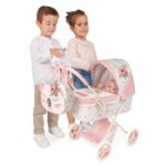Carucior p/u papusa cu geanta pleabil Koala 56cm - roz/alb DECUEVAS - imagine 3