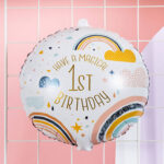 Balon Folie Birthday 1st Curcubeu 45cm Folat - imagine 2