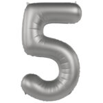 Balon Folie 86cm Cifra 5 Argintiu Folat