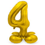 Balon Folie 72cm Auriu Cifra 4 cu baza Folat