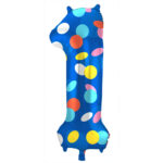 Balon Folie 86cm Colorful Dots Cifra 1 Folat