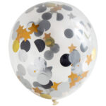 Set 4 baloane Latex cu Confetti Stelute 30 cm Folat