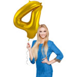 Balon Folie 86cm Auriu Cifra 4 Folat - imagine 2