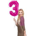 Balon Folie 86cm Magenta Cifra 3 Folat - imagine 2
