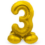 Balon Folie 72cm Auriu Cifra 3 cu baza Folat