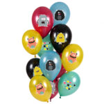 Set 12 Baloane latex Happy Birthday Monstru 33cm Folat
