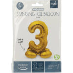 Balon Folie 72cm Auriu Cifra 3 cu baza Folat - imagine 2