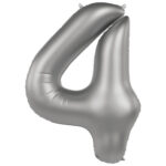 Balon Folie 86cm Cifra 4 Argintiu Folat