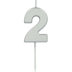 Lumanare Cifra 2 Argintiu 5 cm Folat