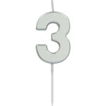 Lumanare Cifra 3 Argintiu 5 cm Folat
