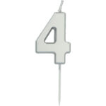 Lumanare Cifra 4 Argintiu 5 cm Folat