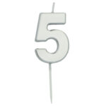 Lumanare Cifra 5 Argintiu 5 cm Folat