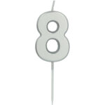 Lumanare Cifra 8 Argintiu 5 cm Folat