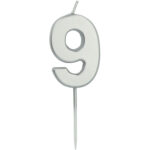 Lumanare Cifra 9 Argintiu 5 cm Folat