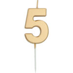 Lumanare Cifra 5 Aurie 5cm Folat