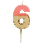 Lumanare Cifra 6 Retro Vibes roz 5cm Folat
