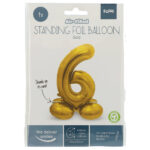 Balon Folie 72cm Auriu Cifra 6 cu baza Folat - imagine 2
