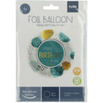 Balon Folie 45 cm Birthday Teal Auriu Folat - imagine 2
