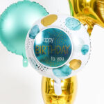 Balon Folie 45 cm Birthday Teal Auriu Folat - imagine 3