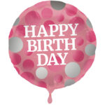 Balon Folie 45 cm Happy Birthday Glossy Pink Folat