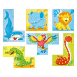 Puzzle din lemn in cub - Animale salbatice GOKI - imagine 2