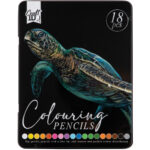 Creioane colorate Premium 18 culori, cutie metalica GRAFIX