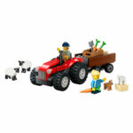 Tractor de ferma rosu cu remorca si oi CITY LEGO 60461 — изображение 2