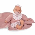Papusa bebe interactiva KIKA cu patura roz pal 27cm Antonio Juan - imagine 2