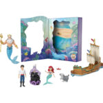 Set cu 4 papusi mici, 2 figurine Disney Princess Ariel Storybook MATTEL