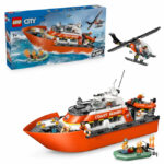 Barca de salvare si elicopter ale Pazei de Coasta City LEGO 60504