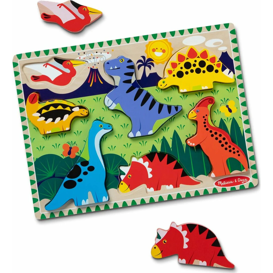 681147001299 Puzzle din lemn – Dino, 7 piese MELISSA and DOUG - imagine 1