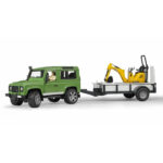 Jeep Land Rover + Mini excavator Cat + fugurina muncitor Bruder
